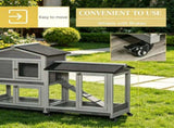 62 Inch Indoor Outdoor Wooden Rabbit Hutch with Wheels Run Box Slide-out Tray and Ramp 99886330