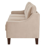 Modern 3 Person seat Sofa Couch with Scooped Armrest/Wood legs,Upholstered Velvet 3-seat Sofa with W2186P143473