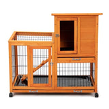 ZUN Detachable Rabbit Hutch with Removable Tray and Rolling Casters, Orange W2181P190616