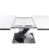 Modern Square Dining Table, Stretchable, White Table TopMDF X-Shape Black and White Color Table Leg W757P242760