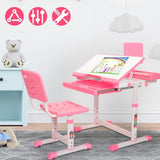 ZUN Height Adjusting Kid's Desk and Chair Set Study Station with Tiltable Table-top, Corner Guard,Book W2181P165495