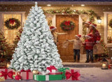 4FT Flocked Christmas Tree with 233 Tips Snowy PVC Artificial Plant Sturdy Metal Stand 32260824