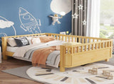 Full Size Wood Platform Bed for Kids, Wood Low Profile Full Bed with Rails for Girls and Boys, W2593P445130