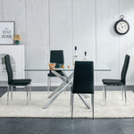 ZUN Checkered armless high back dining chair, 4-piece set, black chair and electroplated metal legs, W1151107272