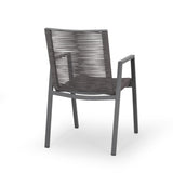 Outdoor Modern Aluminum Dining Chair with Rope Seat , Gray and Dark Gray 64679.00GRY