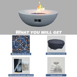 42 Inch Outdoor Concrete Propane gas Fire Pit bowl in Antique white color W2620P182362