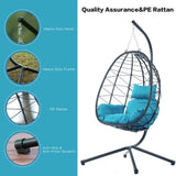 ZUN Egg Chair with Stand Indoor Outdoor Swing Chair Patio Wicker Hanging Egg Chair Hanging Basket Chair 30094924