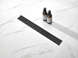 28 Inch Linear Shower Drain with Removable Square Patterned Grate, 304 Stainless Steel with Hair 17007770