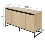 ZUN Carved 4 Door Sideboard with LED, Buffet Cabinet Storage Cabinet Modern Coffee Bar Cabinet With W688P194060