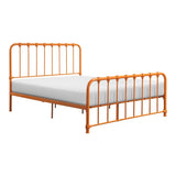 Metal Bed Orange Finish Queen Platform Bed 1pc, Bed in a Box B011P265602