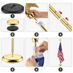 ZUN 2 Pack 6FT Telescoping Indoor Flag Pole Kit Eagle Topper Aluminum Gold Pole with 3x5Ft Embroidered 64117633