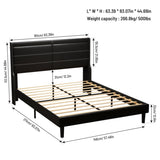 ZUN Queen PU Leather Upholstered Bed Frame with Lights,Platform Bed Frame with Stitched Wing-Backed W69167506