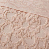 Tufted Cotton Chenille Medallion Fringe Coverlet Mini Set Blush Full/Queen B03597525