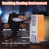 Portable Oil Heater with Thermostat - 10"x13.5"x25" Size, 4 Wheels & Cord Storage, 3 Heating Levels 73478385