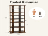 7-Tier Double-Row Shoe Rack with Adjustable Shelves, Anti-Tipping Narrow Storage Rack for Entryway 00173221