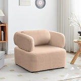 ZUN Mid Century Accent Chair with Thickened Cushions Teddy Velvet Reading Armchair with Pillow 92067703
