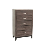 Bedroom Furniture Rustic Grey Oak Simple 1pc Tall Chest 5-Drawers Storage Solidwood Chest B011P250826