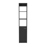 ZUN Malaga Linen Cabinet, Two Interior Shelves, Three External Shelves, Single Door -Black B20091941