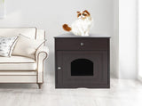 Wooden Pet House Cat Litter Box Enclosure with Drawer, Side Table, Indoor Pet Crate, Cat Home 42803098