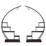 2pcs 5 Layers Semicircle Iron Wood Suitable For Garden Balcony Patio Lawn Home Decoration Plant 11920122