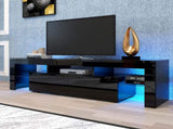 Modern Black TV Stand, 20 Colors LED TV Stand w/Remote Control Lights W33131067