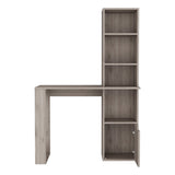 Writing Desk With Bookcase and Cabinet, Light Gray B097120595