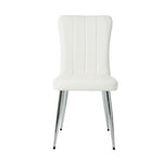 ZUN Modern white PU dining chair, cloth upholstered chair, electroplated metal chair legs, suitable for W210P224292