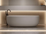 47'' Freestanding Bathtub Resin Stone Soaking Bathtub Solid Surface Modern Tubs with Overflow and 56045848