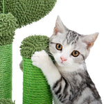 ZUN Cat Scratching Post Cactus Cat Scratcher Featuring with 3 Scratching Poles and Interactive Dangling 48540529