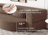 Modern Floor Sofa with 2 Pillows,Convertible Teddy Fabric Foam-Filled Sleeper Sofa Bed,15" Full Size 24303172