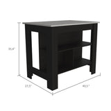 Cala Kitchen Island, Four Legs, Three Shelves -Black / Ibiza Marble B07092007