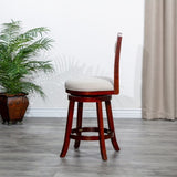 30" Bar Height X-Back Swivel Stool, Cherry Finish, Beige Fabric Seat B04660709