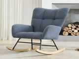 Teddy Fabric Wingback Glider Rocker with Side Storage Pocket, Soft Comfy Nursing Rocking Chair, 63017357