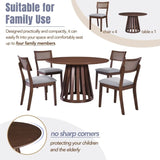 ZUN 5-Piece Retro Dining Set with 1 Round Dining Table and 4 Upholstered Chairs with Rattan Backrests 07741581