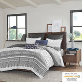 Full/Queen 3 Piece Cotton Duvet Cover Set with Chenille Tufting B03596501