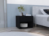 19.7" High Nightstand End Table with Open Shelf,Black B097P167408