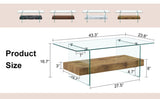 40.3-inch sturdy double-layer coffee table - tempered glass tabletop and table legs, with a W1512P317685