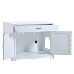 ZUN Litter Box Enclosure, Cat Litter Box Furniture with Hidden Plug, 2 Doors,Indoor Cat Washroom Storage W42090264