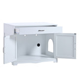 ZUN Litter Box Enclosure, Cat Litter Box Furniture with Hidden Plug, 2 Doors,Indoor Cat Washroom Storage W42090264