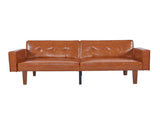 Modern PU Leather Futon Sofa with Tufted Backrest, Adjustable Reclining Couch with Wood & Metal 36536847