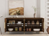 Wood Modern Buffet Cabinet with Storage, Fluted Sideboard Large Buffet with Adjustable Shelves, W1321P356151