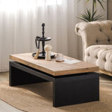 Black and Natural Wood Living Room Table Versatile Coffee Table 2-Tiered Wood Tabletop Table 47.6" L W2729P198992