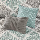 ZUN 6 Piece Printed Quilt Set with Throw Pillows Aqua King/Cal King B03597395