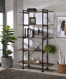 Rustic Oak and Black 5-shelf Bookcase B062P184590