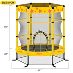 ZUN 55 Inch Kids Trampoline with Safety Enclosure Net, 4.5FT Outdoor Indoor Trampoline for Kids 72438627