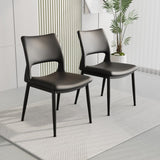 Modern minimalist black PU leather Dining Chairs Set of 2, comfortable backrest design, metal leg W1727P251122