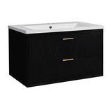 ZUN 30'' Wall Mounted Bathroom Vanity with Resin Sink,Floating Bathroom Storage Cabinet with 2 Drawers, N710P177301B