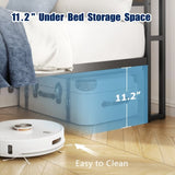 Full Size Metal Bed Frame with Headboard and Footboard, LED Lighting, Black Heavy Duty Mattress W1903P314002