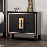 Modern Espresso Bedside Table Bedroom Furniture 1pc Nightstand Gold Accent Trim Wooden Finger Pull B2741P309917