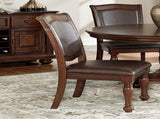 Traditional Dining Wooden Side Chairs Set of 2 Brown Cherry Finish Faux Leather Upholstery Home B01149812